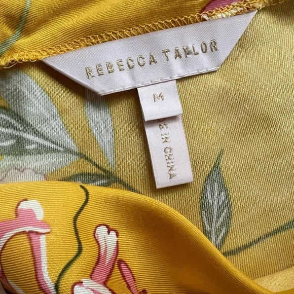 Rebecca Taylor Lita flair v neck silk tank sleeveless top in Marigold size M - Picture 5 of 8